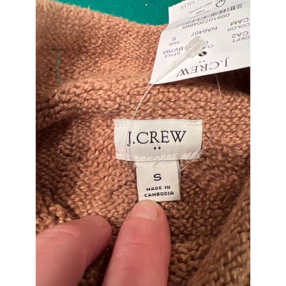 NWT Tan J Crew Cable Knit Sweater Woman's Sz S - Picture 2 of 5